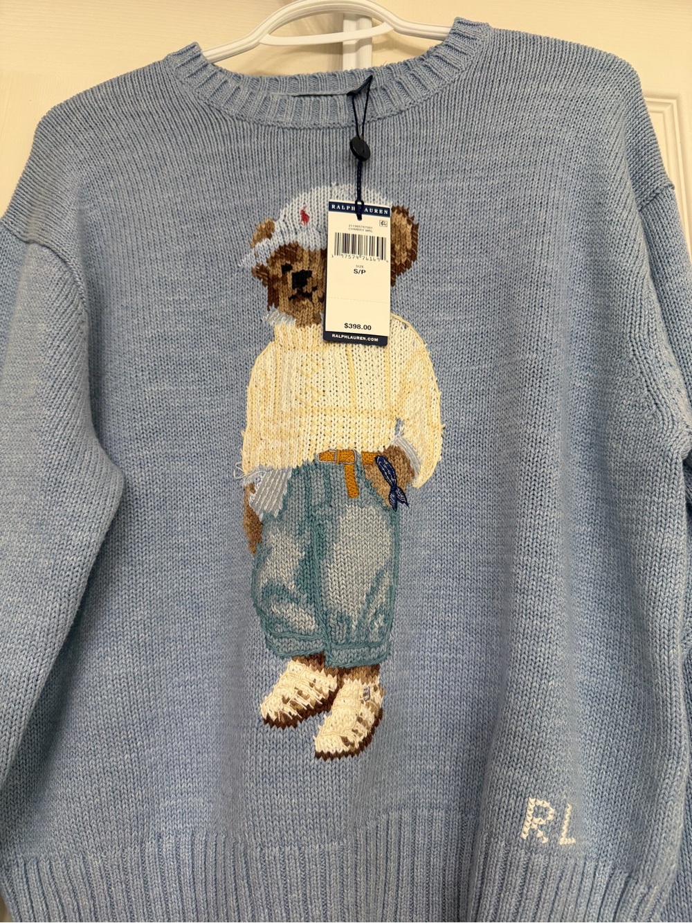 Ralph Lauren Light Blue Teddy Bear Knit Sweater - Picture 6 of 8